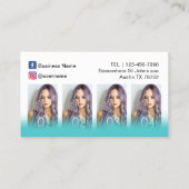 Carte De Visite Collage moderne de photo de turquoise de salon de (Dos)