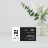 Carte De Visite Collage photo 3 Code QR noir moderne (Debout devant)