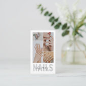 Carte De Visite Collage photo 4 typographie de script Nail Tech (Debout devant)