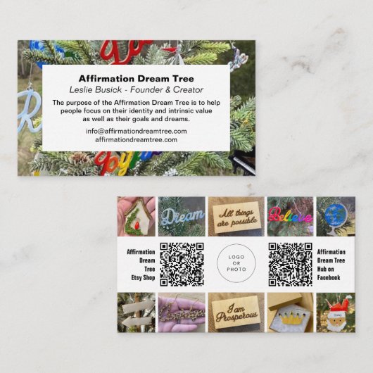 Carte De Visite Collage photo Code QR (Devant / Derrière)