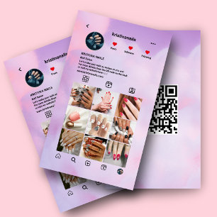 Carte De Visite Collage photo du salon de ongles Instagram Hologra