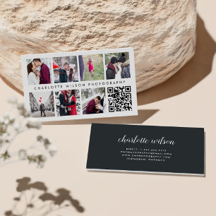Carte De Visite Collage photo moderne   Photographe Code QR