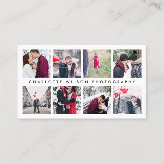 Carte De Visite Collage photo moderne | Photographe Code QR (Devant)