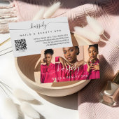 Carte De Visite Collage photo Script Calligraphie Monogramme QR Co