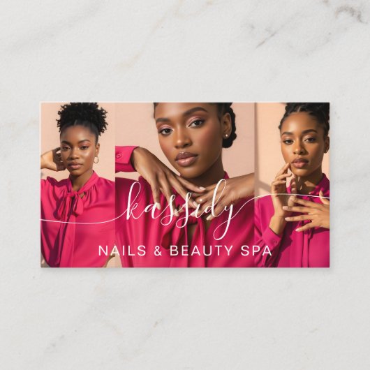 Carte De Visite Collage photo Script Calligraphie Monogramme QR Co (Devant)