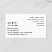 Carte De Visite Collage végétal photo nourriture saine (Dos)