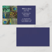 Carte De Visite Collage vert-bleu de photo de paon (Devant / Derrière)