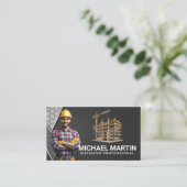 Carte De Visite Collecteur bleu | chantier (Debout devant)