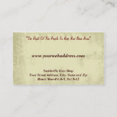 Carte de visite Collecteur Boutique d'armes (Dos)