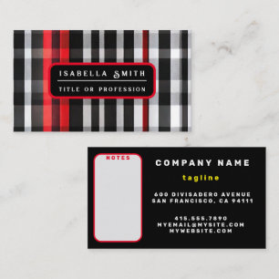 Carte De Visite Collection Abstraite Red Black Plaid