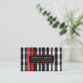 Carte De Visite Collection Abstraite Red Black Plaid (Debout devant)