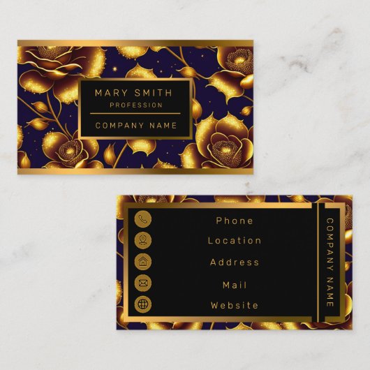 Carte De Visite Collection de Roses d'or Boho moderne (Devant / Derrière)