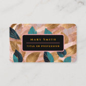 Carte De Visite Collection moderne de Feuilles Boho en or rose vif (Devant)