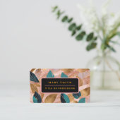 Carte De Visite Collection moderne de Feuilles Boho en or rose vif (Debout devant)