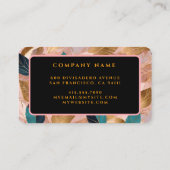 Carte De Visite Collection moderne de Feuilles Boho en or rose vif (Dos)