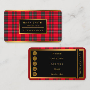 Carte De Visite Collection moderne Tartan Plaid Traditionnel Rouge