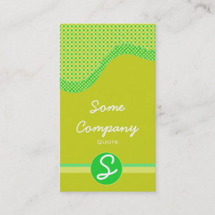 Carte De Visite Collection Monogramme à vagues pointillées (vert)