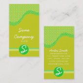 Carte De Visite Collection Monogramme à vagues pointillées (vert) (Devant / Derrière)