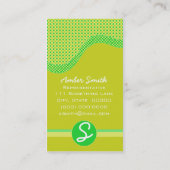 Carte De Visite Collection Monogramme à vagues pointillées (vert) (Dos)