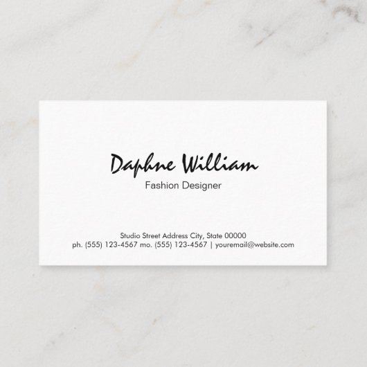 Carte De Visite Collections de concepteurs | Texture blanche (Dos)