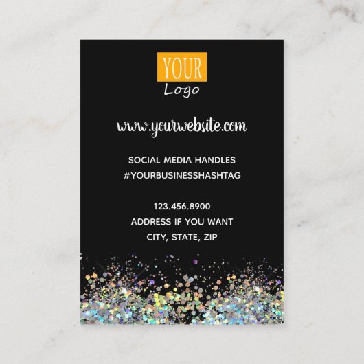 Carte De Visite Collier Afficher Faux Arc-en-ciel Parties scintill (Dos)