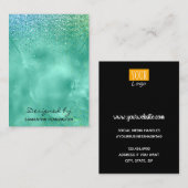 Carte De Visite Collier Afficher Parties scintillant Turquoise Fau (Devant / Derrière)