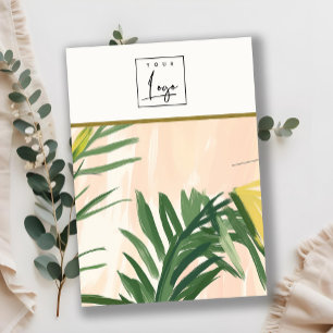Carte De Visite Collier Boho Blush Green Tropical Palm Leaf Logo