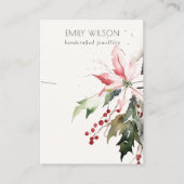 Carte De Visite Collier de feuillage de Noël doux Berry Poinsettia (Devant)