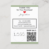 Carte De Visite Collier de perles roses Sage Logo Code QR du site (Dos)