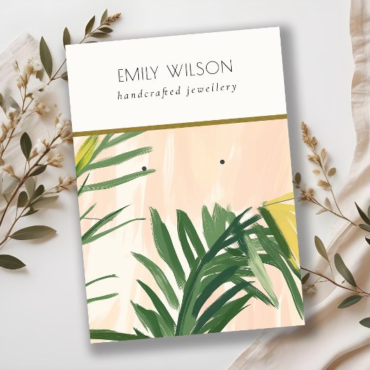 Carte De Visite Collier Feuille Boho Tropical Blush Palm