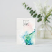 Carte De Visite Collier Logo Aquarelle Agate Teinte Verte Bleue (Debout devant)