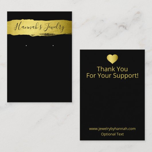 Carte De Visite Collier Noir Et Or Et Écran D'Élevage (Devant / Derrière)