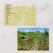 CARTE DE VISITE COLLINES VERTES ET OLIVIERS PAYSAGE TOSCANE (Devant / Derrière)