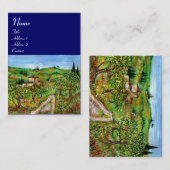 Carte De Visite COLLINES VERTES ET OLIVIERS PAYSAGE TOSCANE, Bleu (Devant / Derrière)