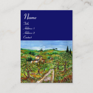 Carte De Visite COLLINES VERTES ET OLIVIERS PAYSAGE TOSCANE, Bleu