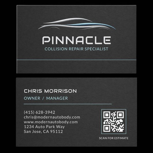 Carte De Visite Collision Repair Specialist QR Code Professional