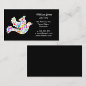 Carte De Visite Colombe blanche des fleurs (Devant / Derrière)