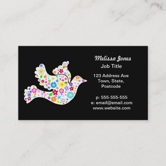 Carte De Visite Colombe blanche des fleurs (Devant)