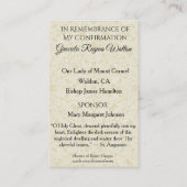 Carte De Visite Colombe de centre serveur de calice de dentelle de (Dos)