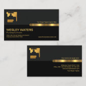 Carte De Visite Colonne noire grise Eau dorée Plumage fauve (Devant / Derrière)