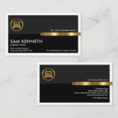 Carte De Visite Colonnes à cadre noir gris - Gold Tab Logistique d (Devant / Derrière)