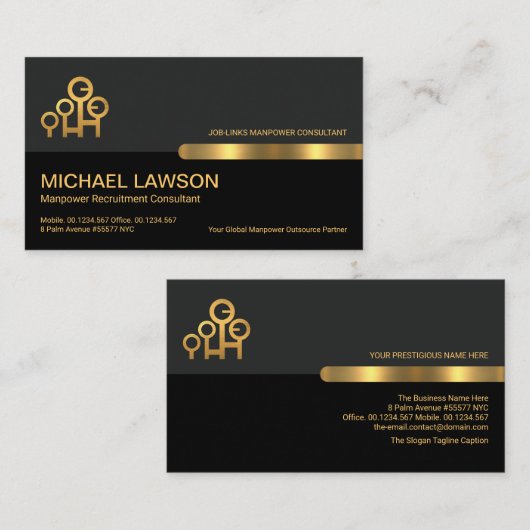 Carte De Visite Colonnes gris noir rétro Colonnes or Main-d'oeuvre (Devant / Derrière)