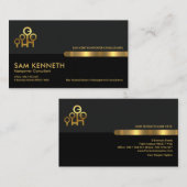 Carte De Visite Colonnes gris noir rétro Consultant en main-d'oeuv (Devant / Derrière)