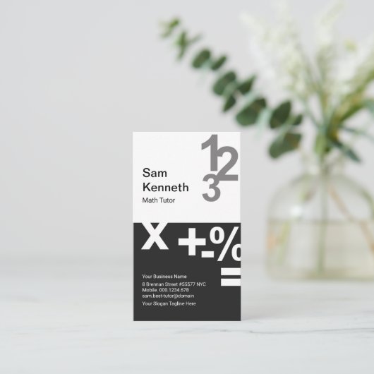 Carte De Visite Colonnes noires blanches Math Tutor en maths (Debout devant)
