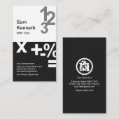 Carte De Visite Colonnes noires blanches Math Tutor en maths (Devant / Derrière)
