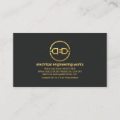 Carte De Visite Colonnes Noires Gris élégant Plug Électrique Or (Dos)