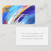 Carte De Visite Coloré Artistic Brush Strokes Arrière - plan (Devant / Derrière)
