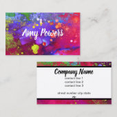Carte De Visite coloré audacieux abstrait aquarelle (Devant / Derrière)