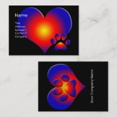 CARTE DE VISITE COLORÉ COEUR ET PAW (Devant / Derrière)