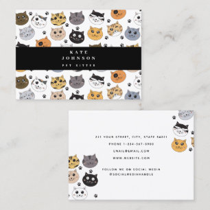 Carte De Visite Coloré Cute Funny Chats & Motif Paw